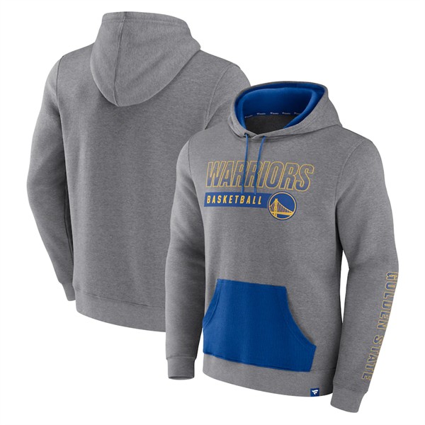 Men's Golden State Warriors Heathered Gray Off The Bench Color Block Pullover Hoodie